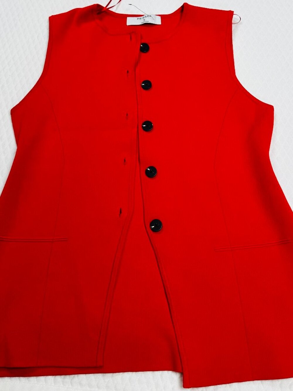 Primark Women’s Red Longline Button Front Vest Size L Sleeveless